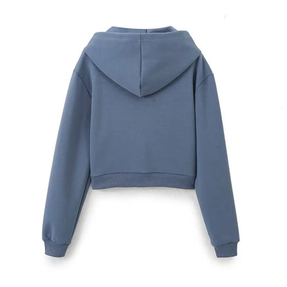 Trendy Dames Lounge Set - Hoodie met Rits & Wijde Broek | Casual & Comfortabel Herfst/Winter Outfit