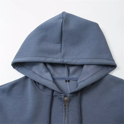 Trendy Dames Lounge Set - Hoodie met Rits & Wijde Broek | Casual & Comfortabel Herfst/Winter Outfit