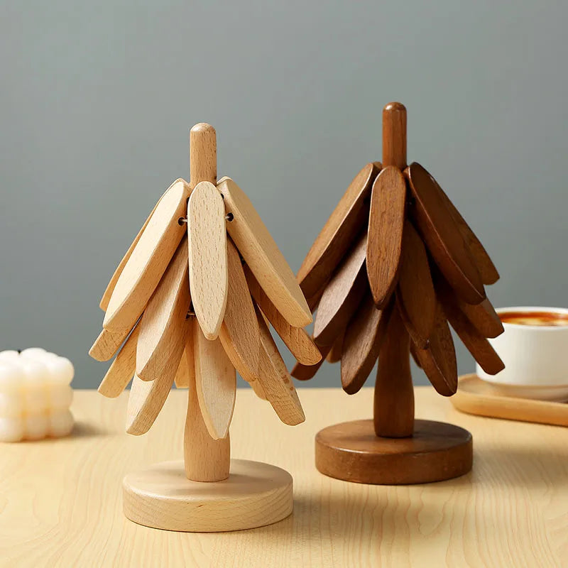 Houten Kerstboom Onderzetters – Winterse Luxe voor Jouw Feesttafel 🎄