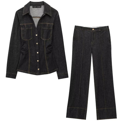 The Luxe Black Denim Set – Tijdloze Klasse in een Modern Design