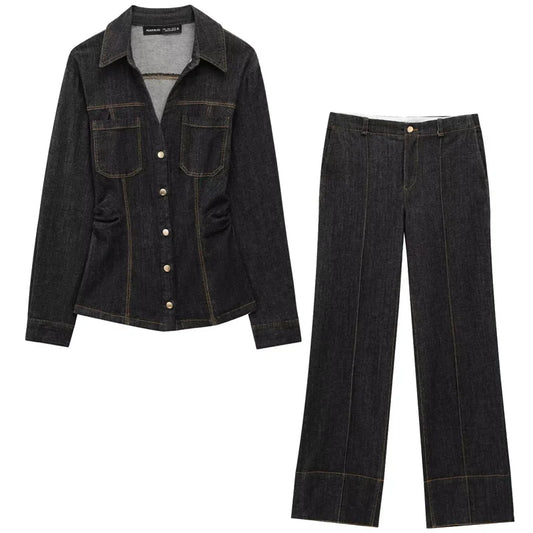 The Luxe Black Denim Set – Tijdloze Klasse in een Modern Design